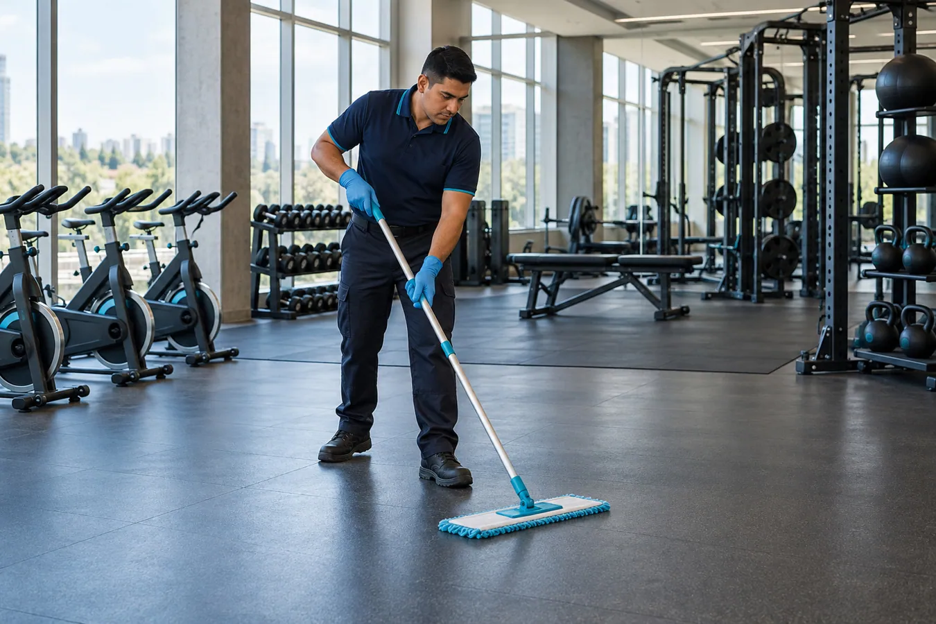 Limpieza de equipos de gimnasio